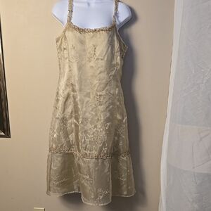 Elegant Cream Embroidered Dress
